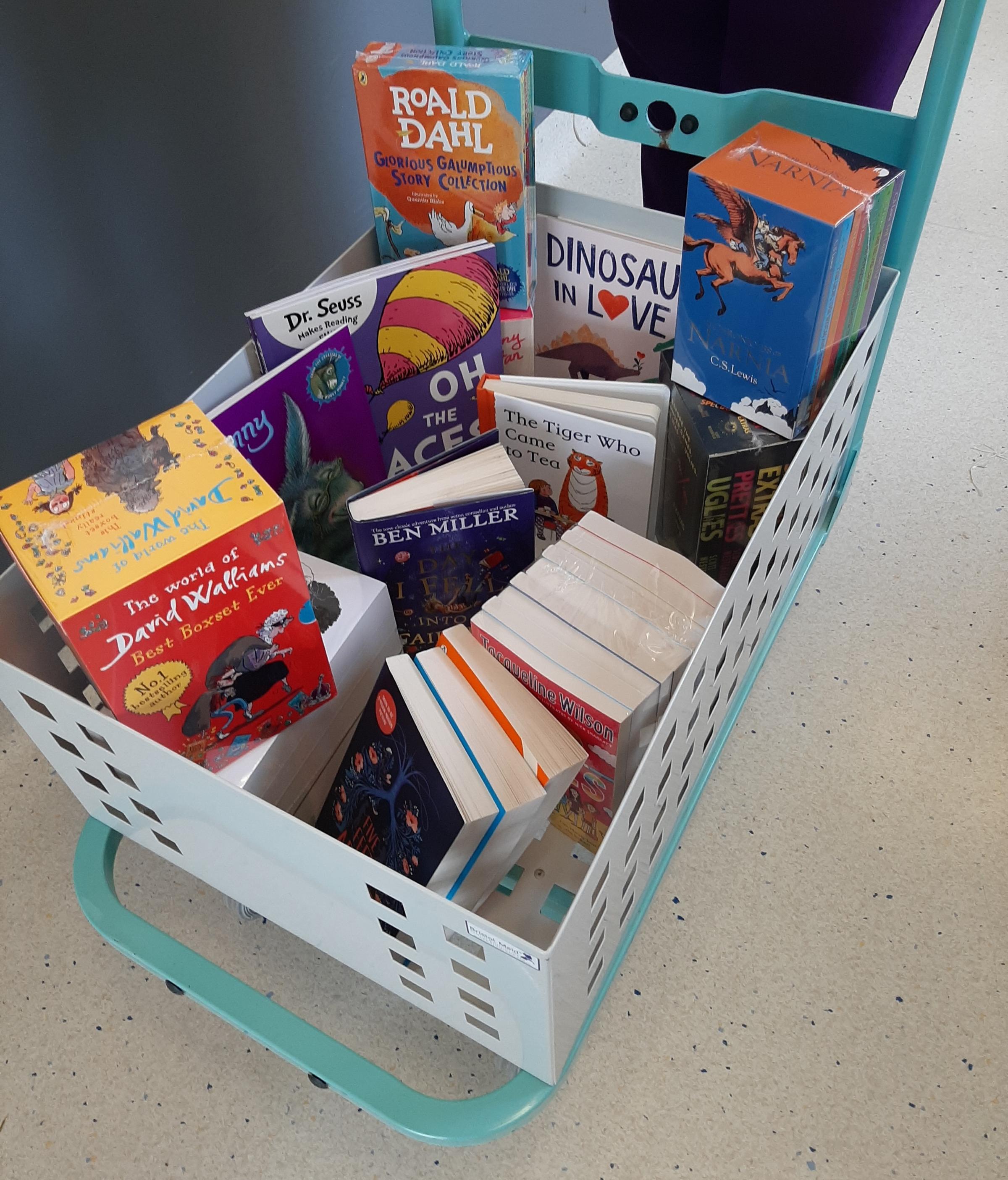 A selection of donated books for the childrens ward