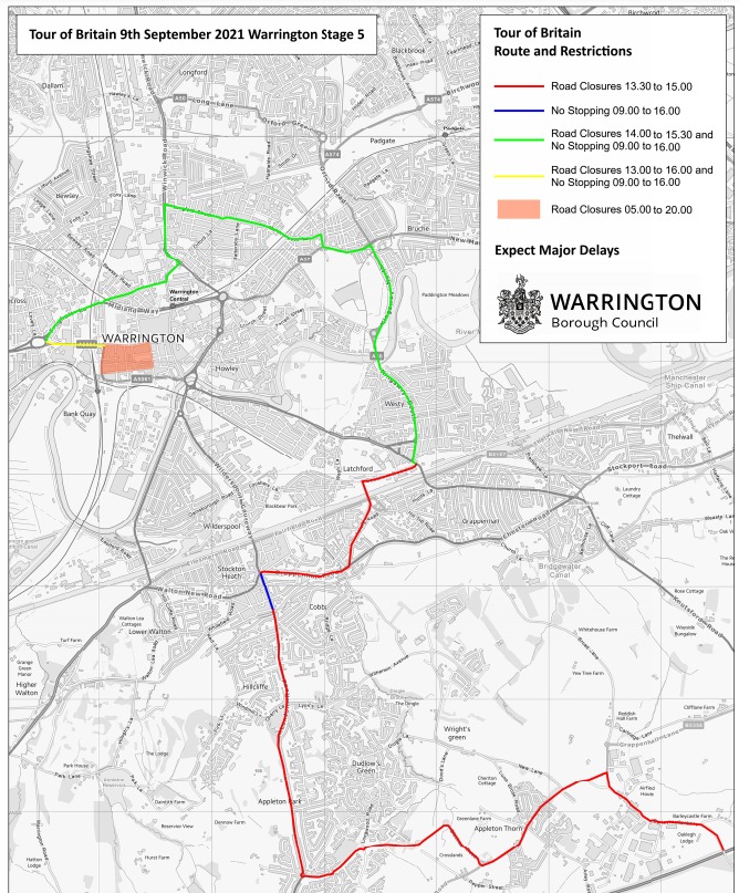 The Warrington road closures planned for Tour of Britain