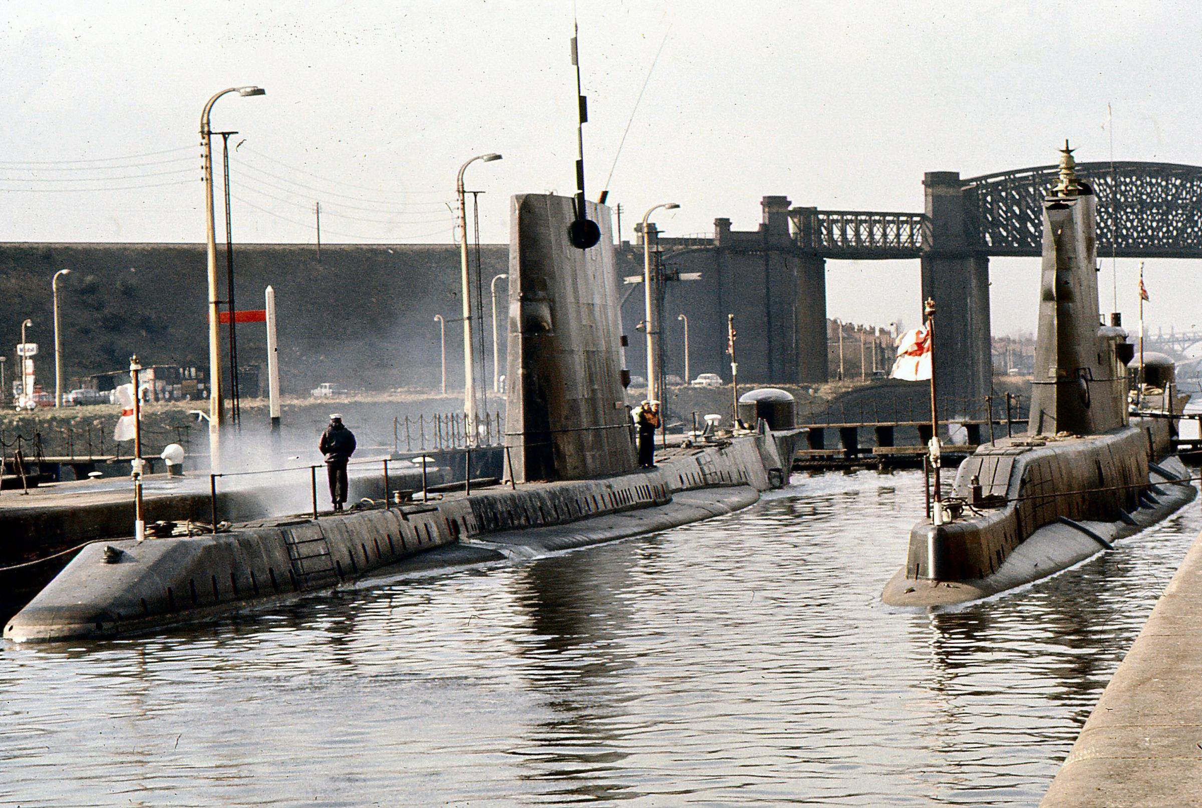 Submarines were spotted on the Manchester Ship Canal at Latchford Locks in the 1960s (Images: Eddie Whitham)