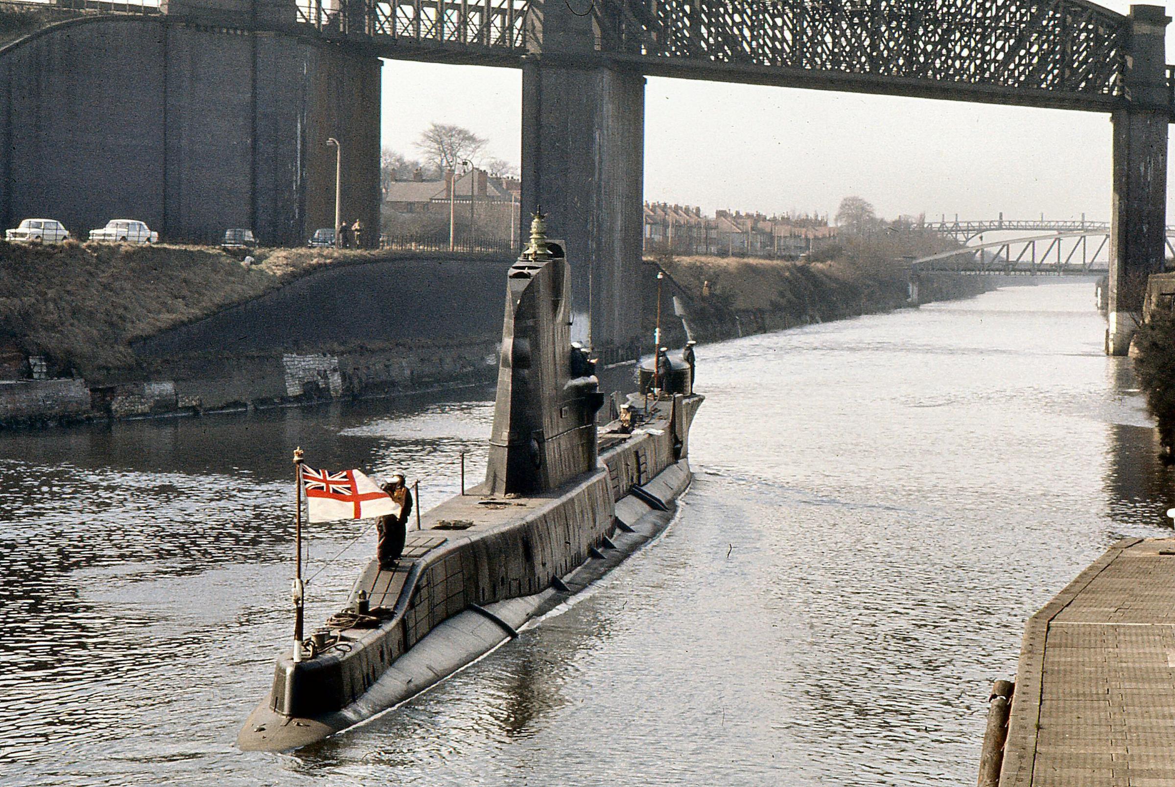 Submarines were spotted on the Manchester Ship Canal at Latchford Locks in the 1960s (Images: Eddie Whitham)