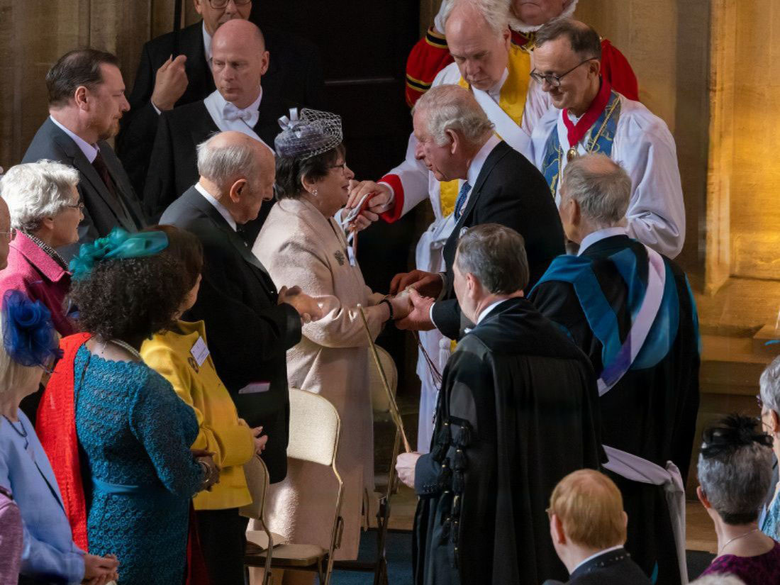 Frances was handed the Maundy money by The Prince of Wales (Picture: HM The Queen and British Ceremonial Arts (BCAFILM.CO.UK)