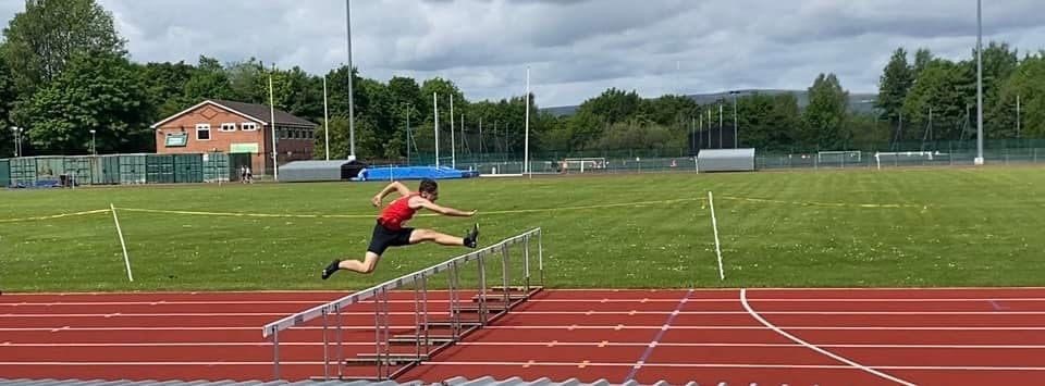 Lewis Shaw attacks the hurdles