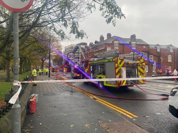 Firefighters tackle the blaze