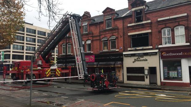 Firefighters tackle the blaze