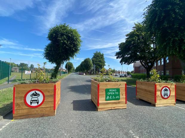 Planters installed as part of the Central 6 Roads Plan