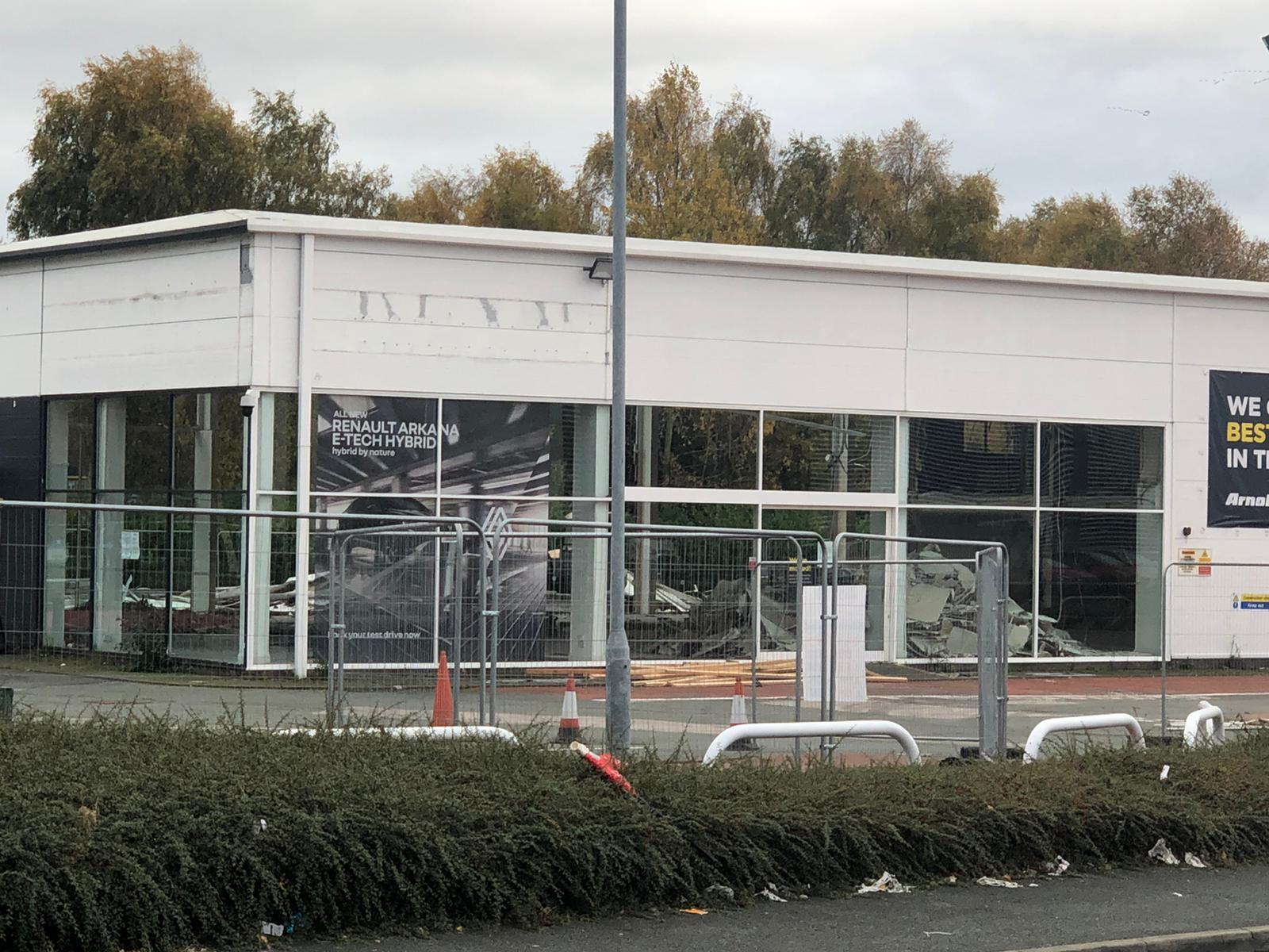 Work begins to demolish the former Arnold Clark car dealership