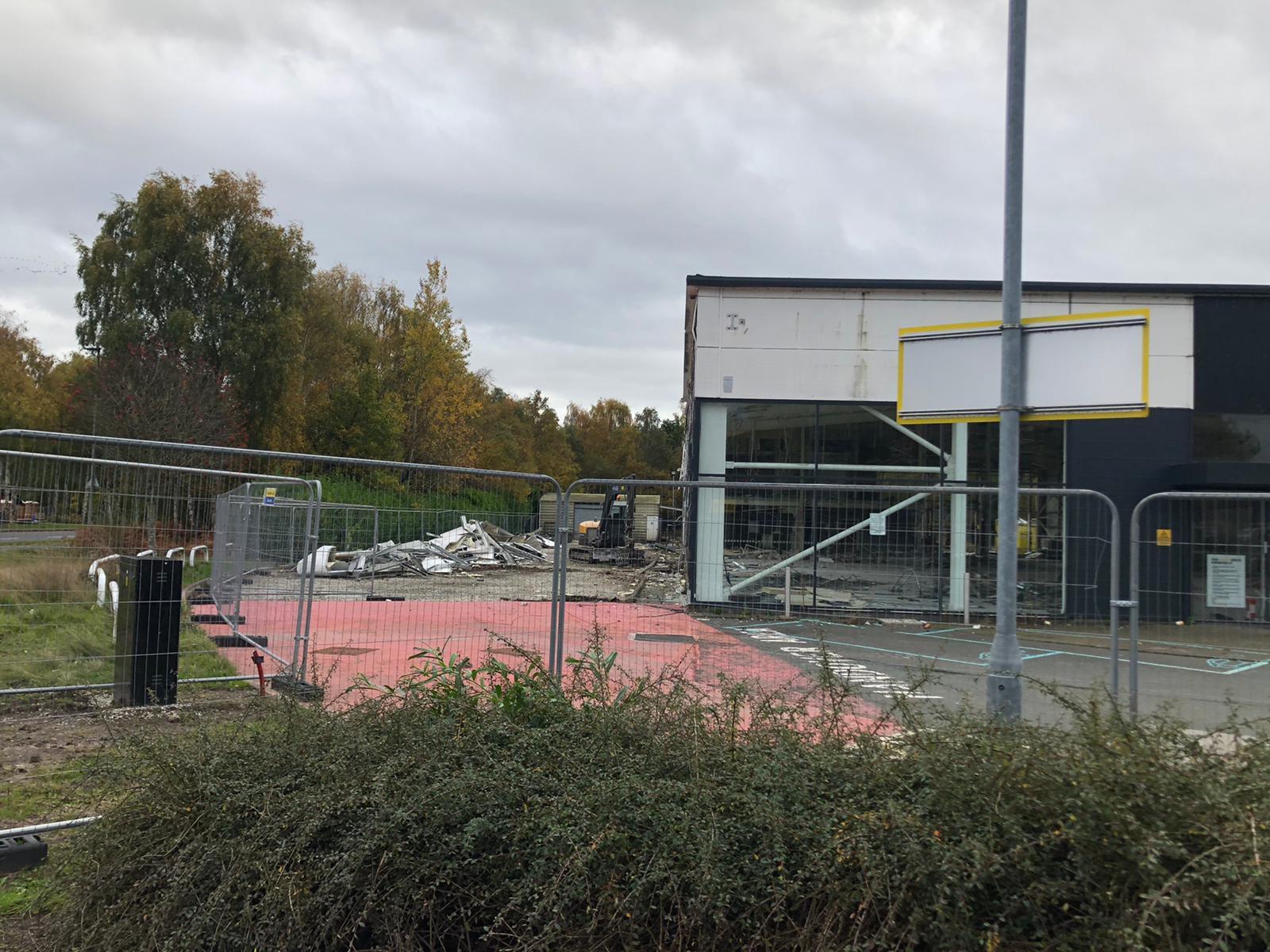 Work begins to demolish the former Arnold Clark car dealership