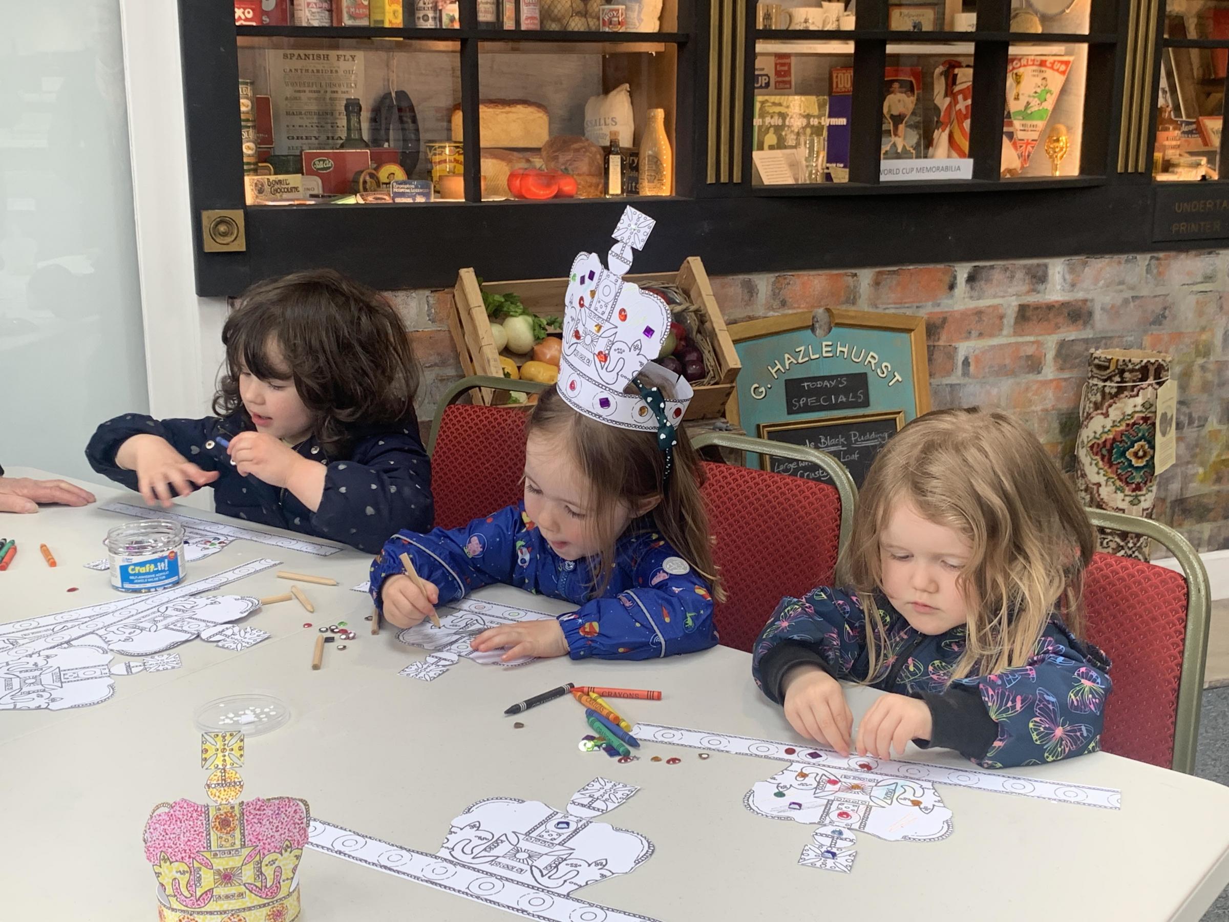 Isla Storey, Isobel Buckley and Mila Jones hard at work making their crown jewels