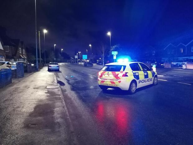 Police at the scene of the incident on Warrington Road in Penketh