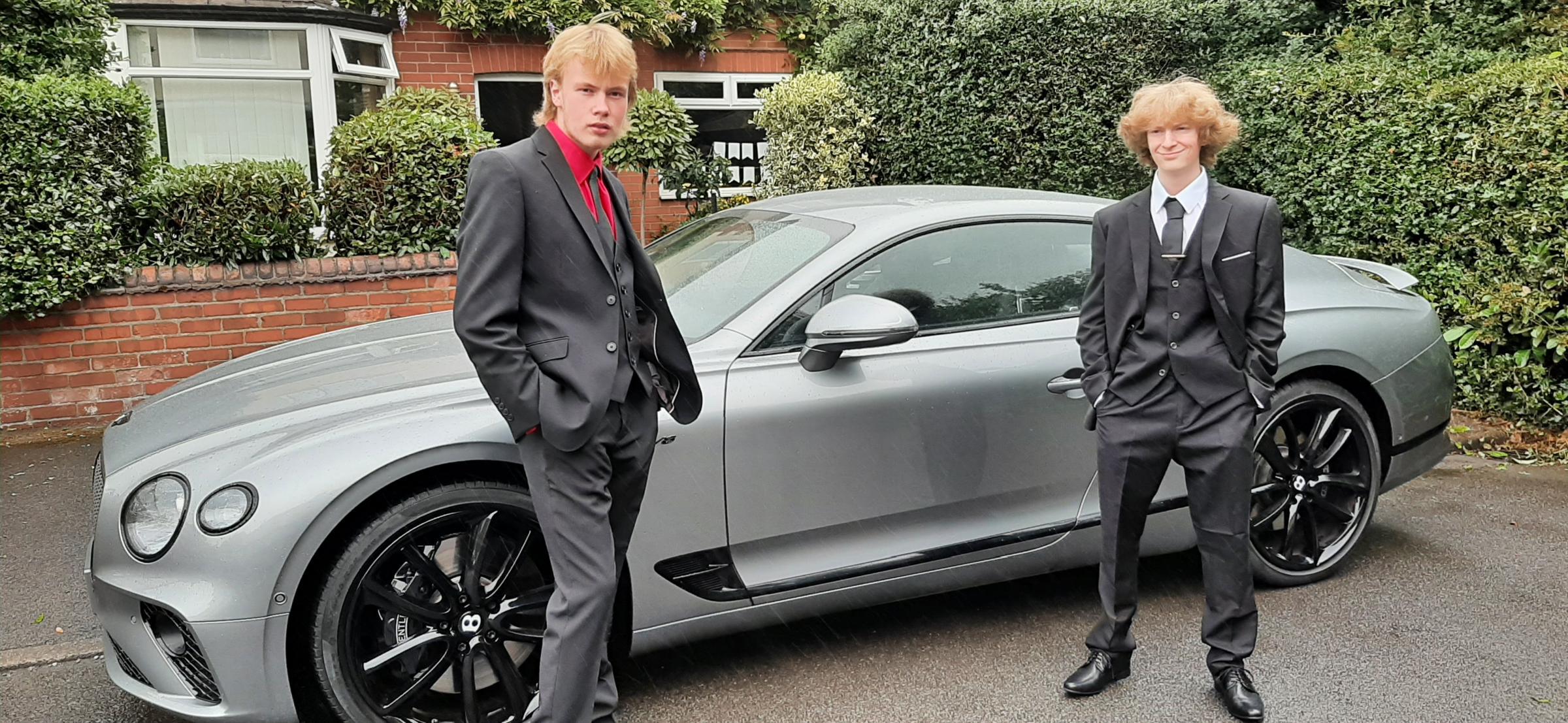 Michael Power and Liam Cartwright arrived in a Bentley at The Park Royal for Sir Thomas Boteler CE Schools prom