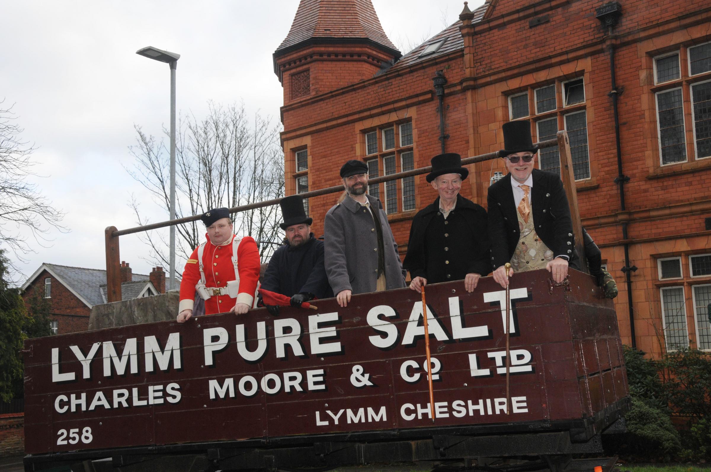 Lymm Dickensian Christmas Festival 2023: L to R: Richard Garside, Anthony Dawson, Andy Mason, David Adamson and Paul Middlehurst