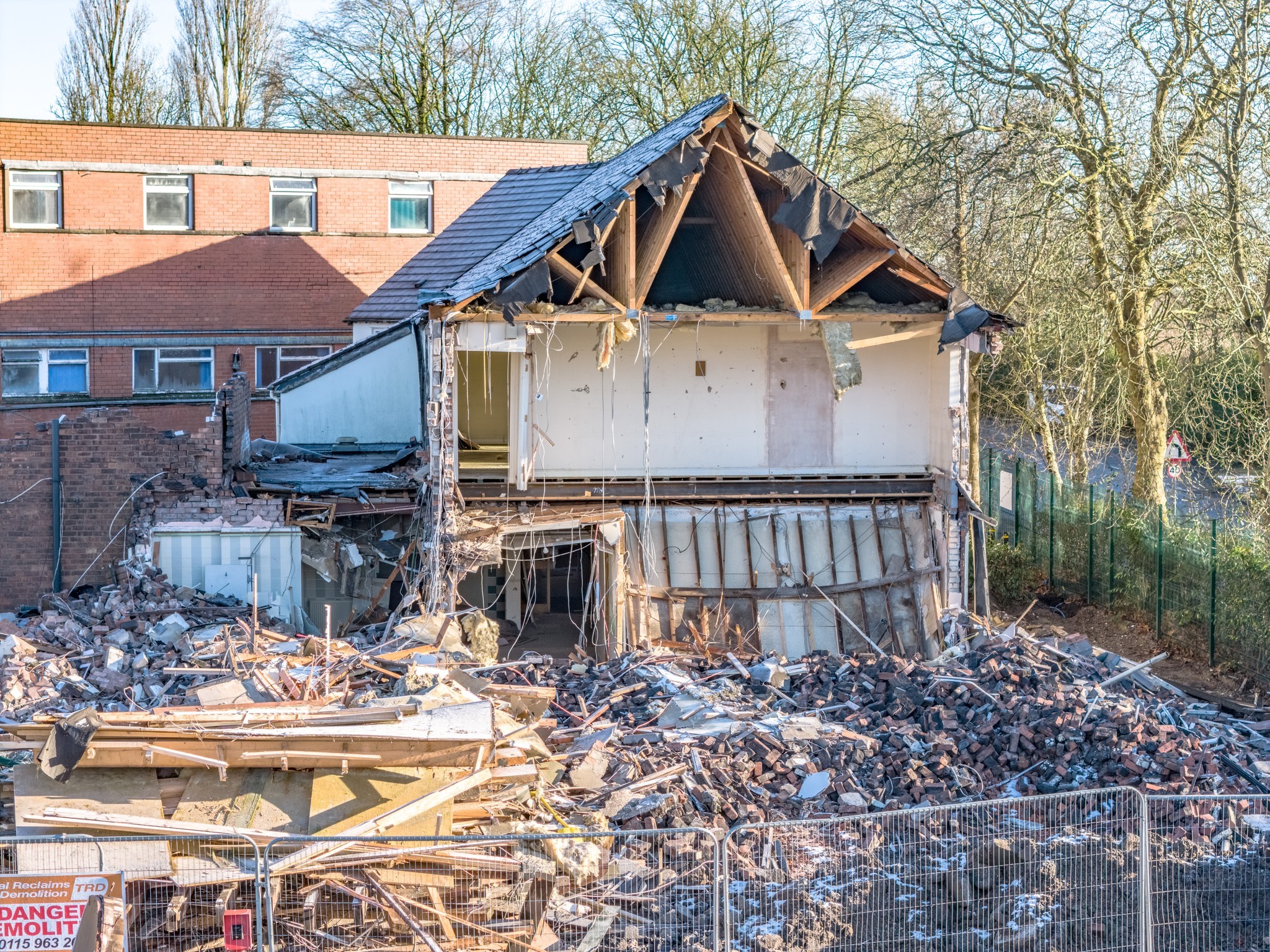 Demolition work being carried out at Burtonwood Brewery. Picture: Allan Mason