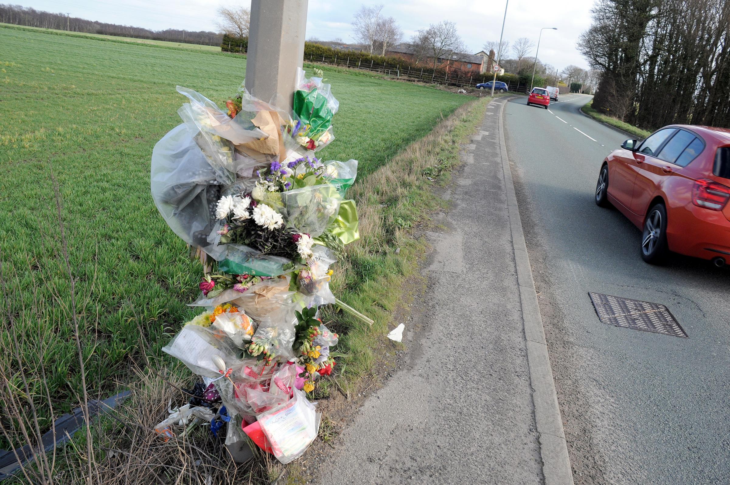 Flowers were left at the scene