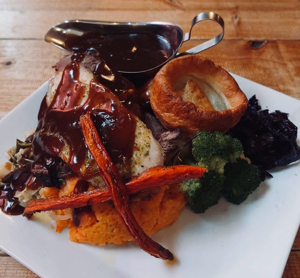 Roast beef or roast turkey - or both - are on the award-winning roast dinners at The Blue Bell