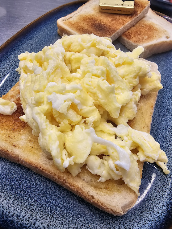 Scrambled eggs on toast is on the menu for customers with smaller appetites