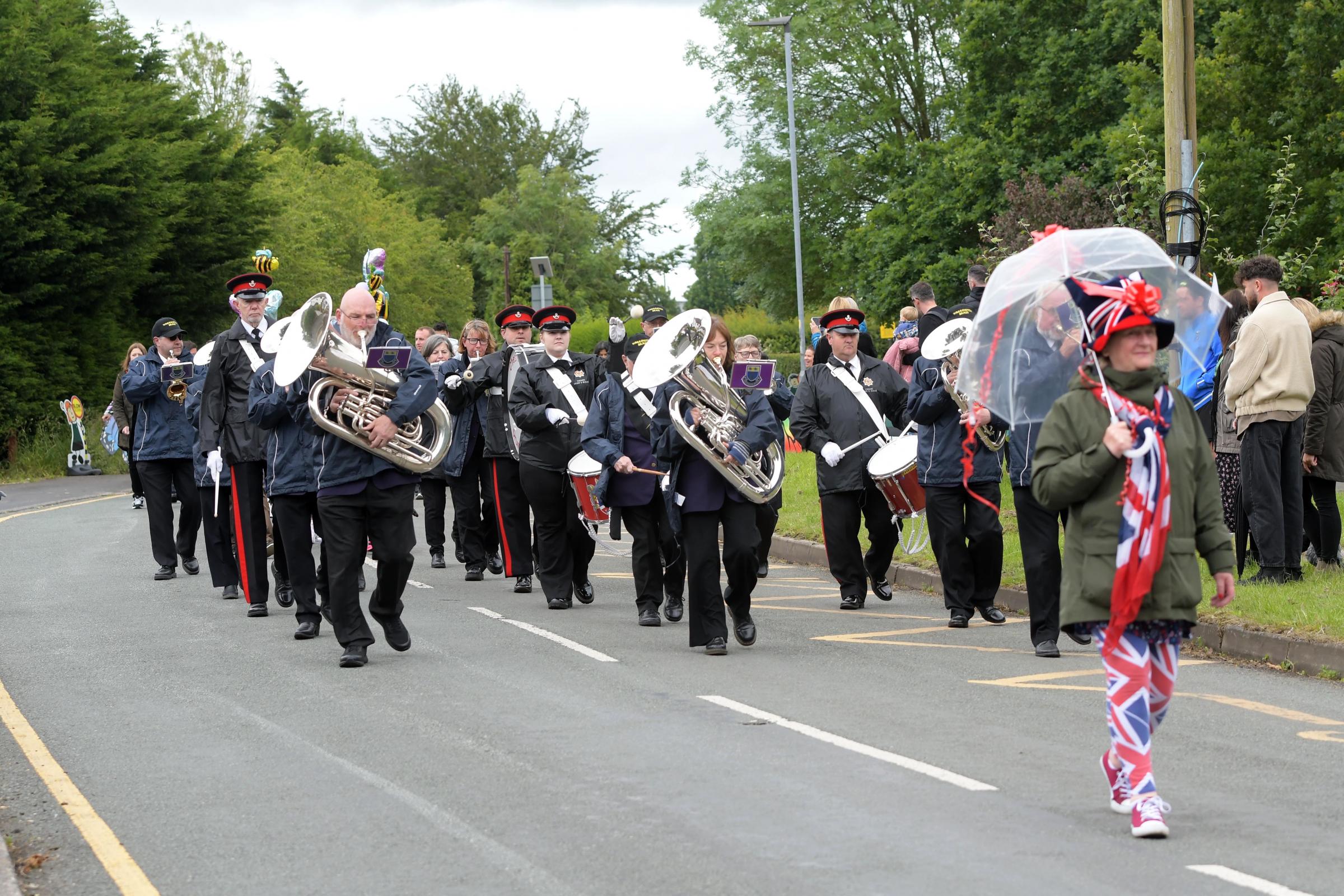 The procession leaving Appleton Thorn Primary School