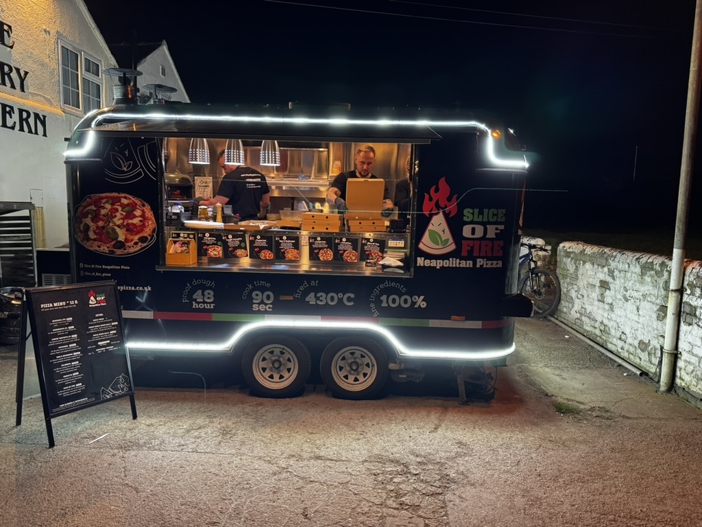 The pop up pizza van is popular with customers
