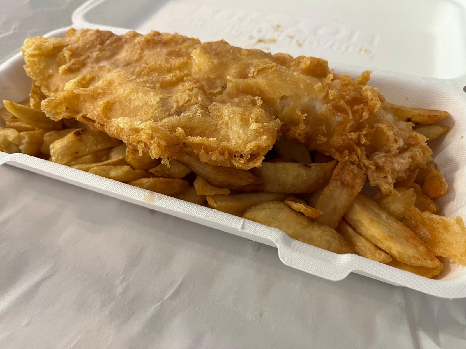 A traditional fish and chips form Plaice Station