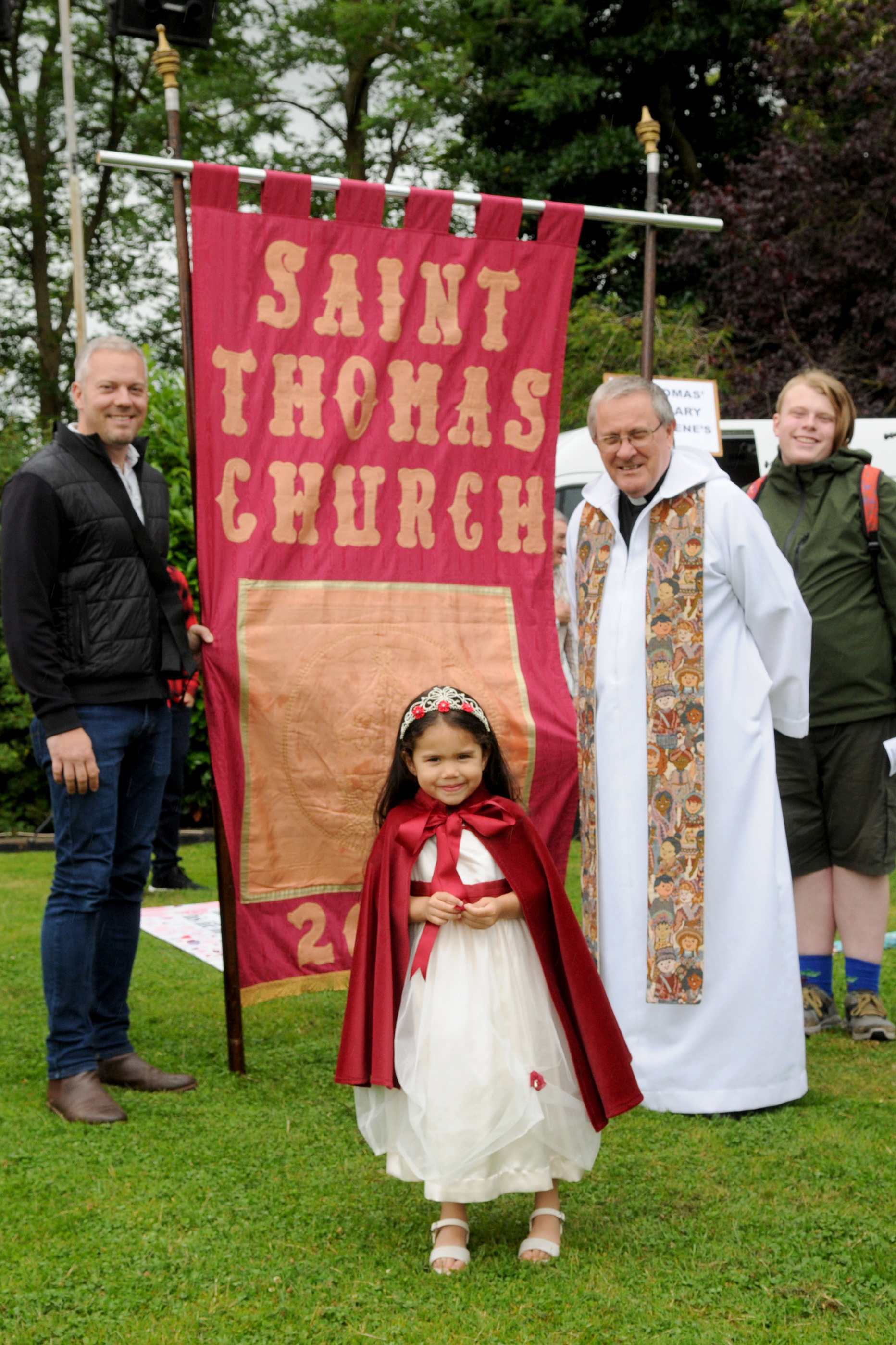 With St Thomas, from left, Kirs Bradshaw Anna Luisa Costa, Rev Michael Ridley, Joseph Roxby