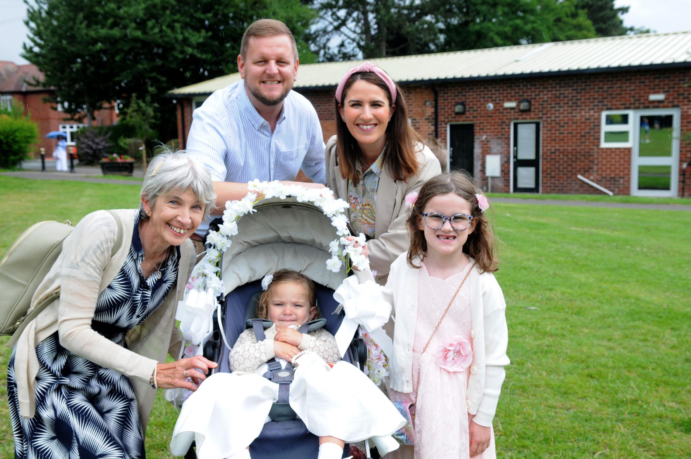 Tabiatha and Beatrix Mahoney with mum Sarah and Andy with Sarahs mum Janet Hoey