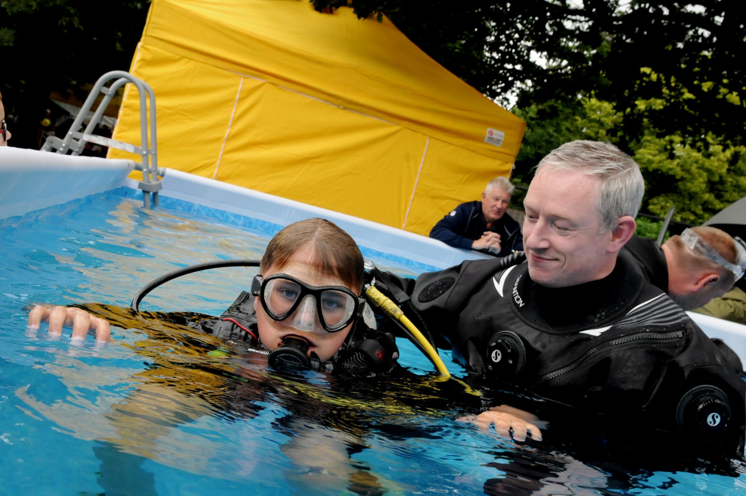 Jack Taylor, from Bewsey, with instructor Alex Amos from Cheshire Scuba Academy