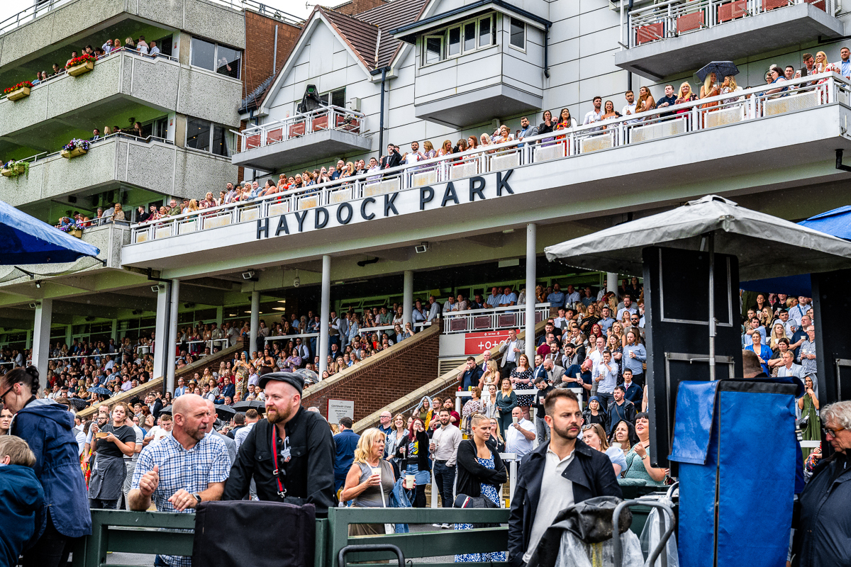 People enjoy Haydock Park as the racecourse welcomes Busted. Picture: Mark Ellis