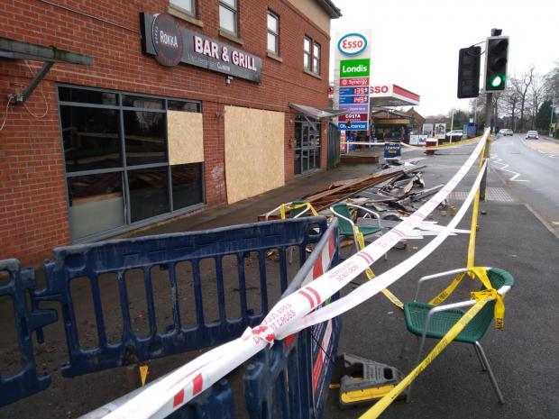 The scene of the crash at Rokka Bar and Grill in Culcheth