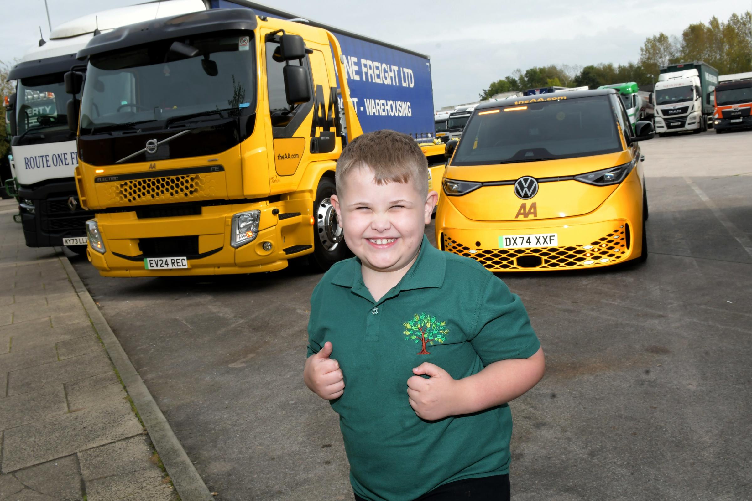 Charlie Hinton enjoying the new AA vehicles. Picture: Dave Gillespie