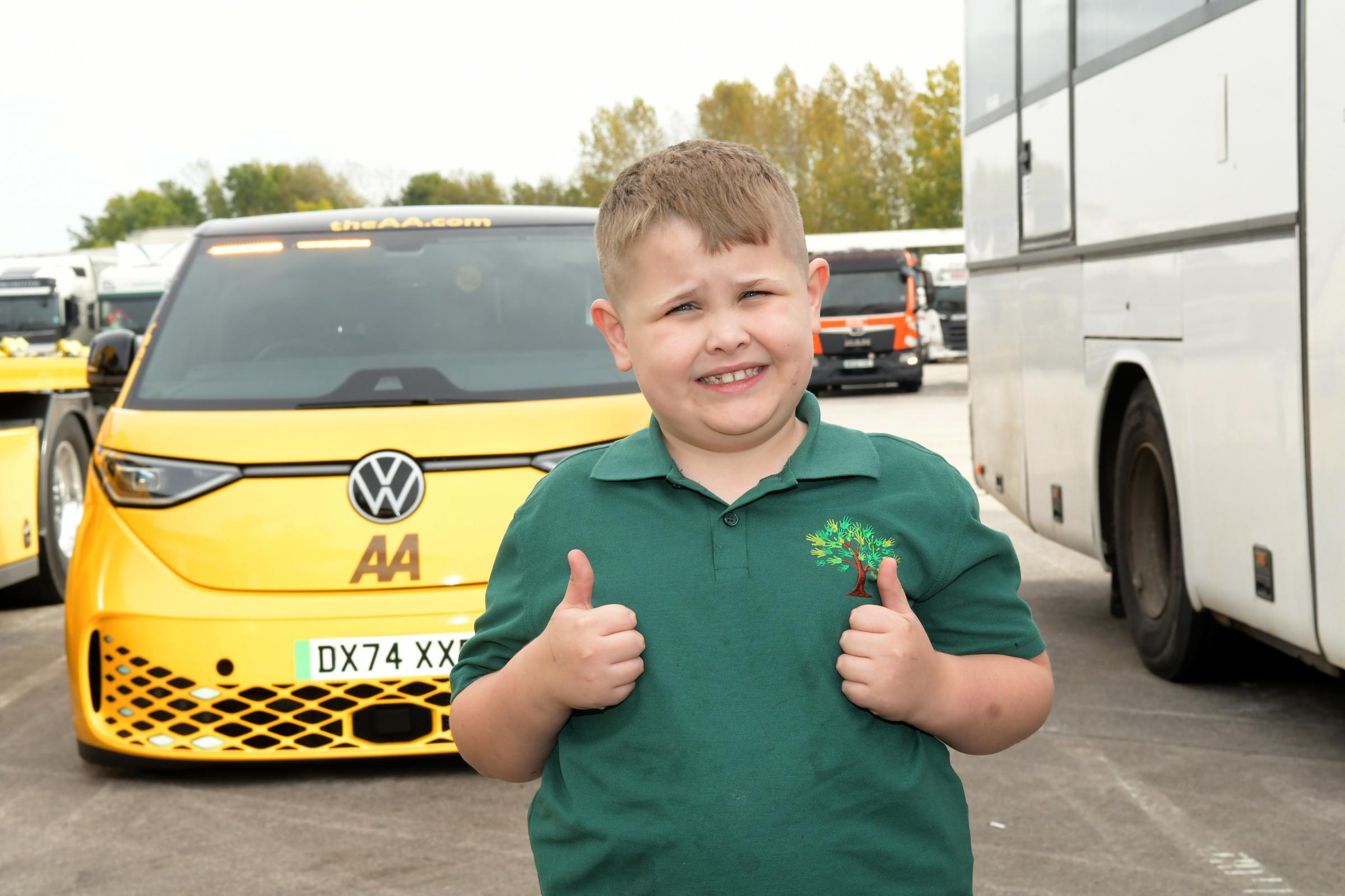 Charlie Hinton enjoying the new AA vehicles. Picture: Dave Gillespie