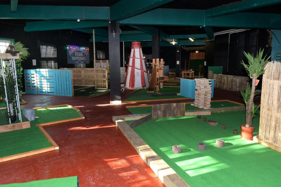 The mini golf course at Level Up