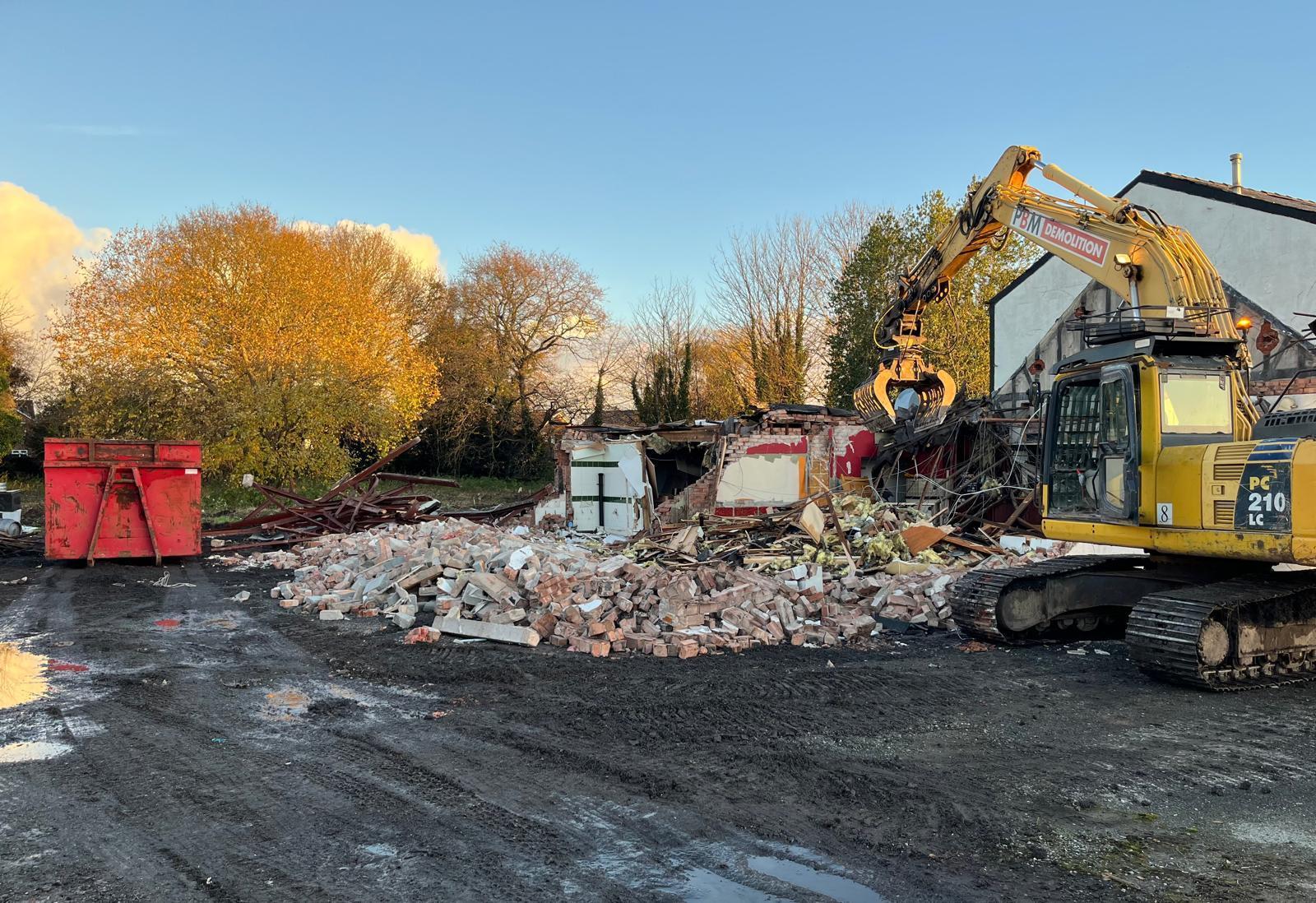 Demolition work is underway at The Sportsmans Arms pub